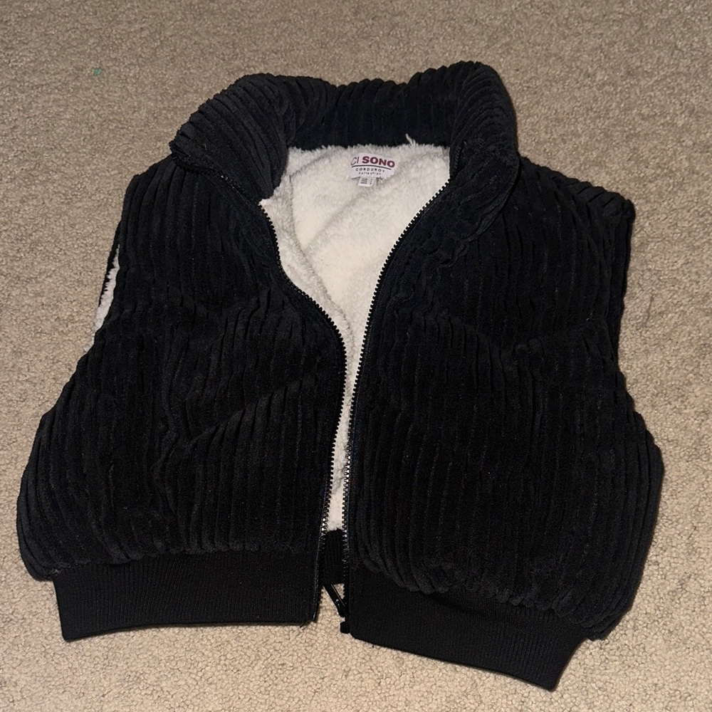 Sonos Black Corduroy Sherpa-Lined Kids Vest